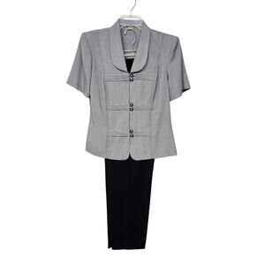 Rafaella Houndstooth Blazer & Trouser Pants Set Women US 6 Gray/Black Careerwear
